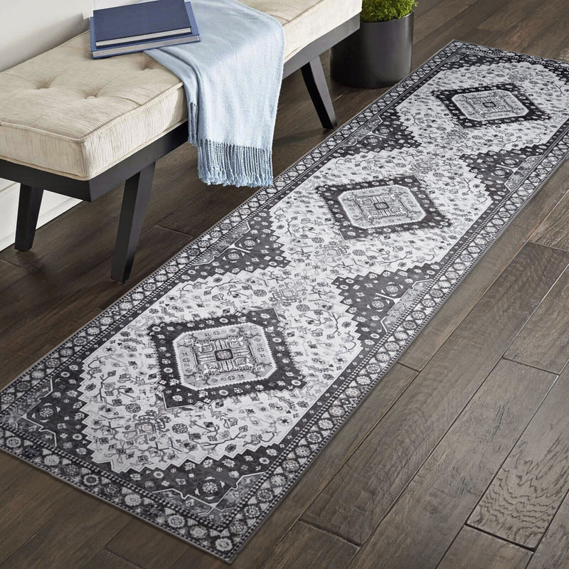 Machine Washable Designer Rug -  Charcol