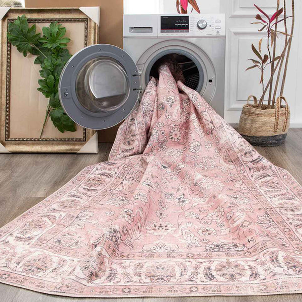 Machine Washable Designer Rug -  Dusty Pink