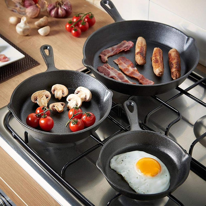 5-Star Chef Cast Iron Non-Stick Skillet 3 Piece Set