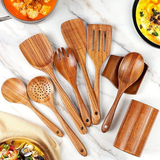 Premium Eco-Friendly Teak Wooden Kitchen Utensil Set (9PCS)