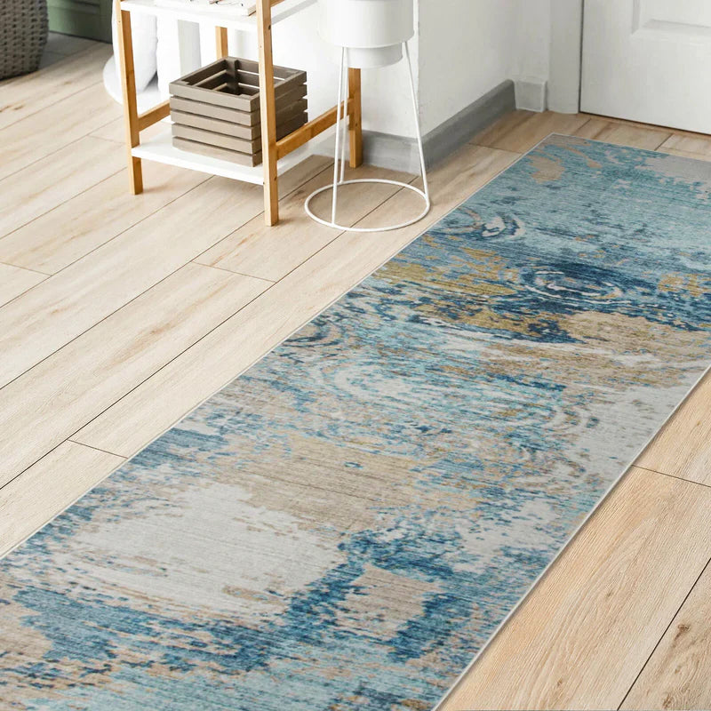 Machine Washable Designer Rug -  Aqua Teal