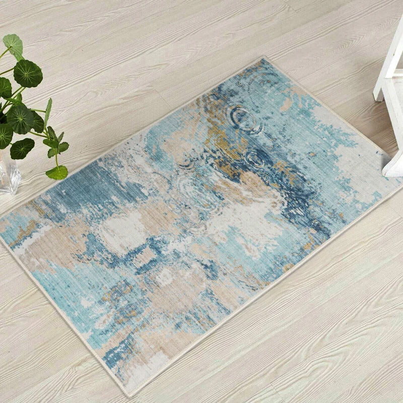 Machine Washable Designer Rug -  Aqua Teal