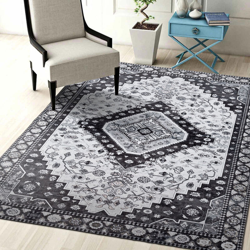 Machine Washable Designer Rug -  Charcol