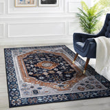 Machine Washable Designer Rug -  Chestnut Brown