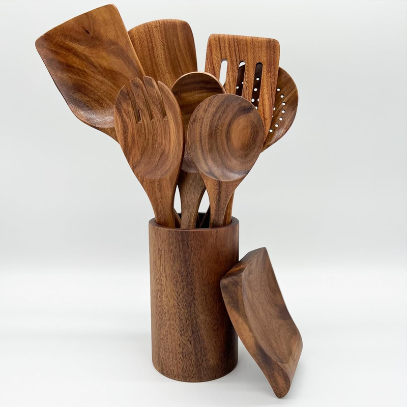 Premium Eco-Friendly Teak Wooden Kitchen Utensil Set (9PCS)